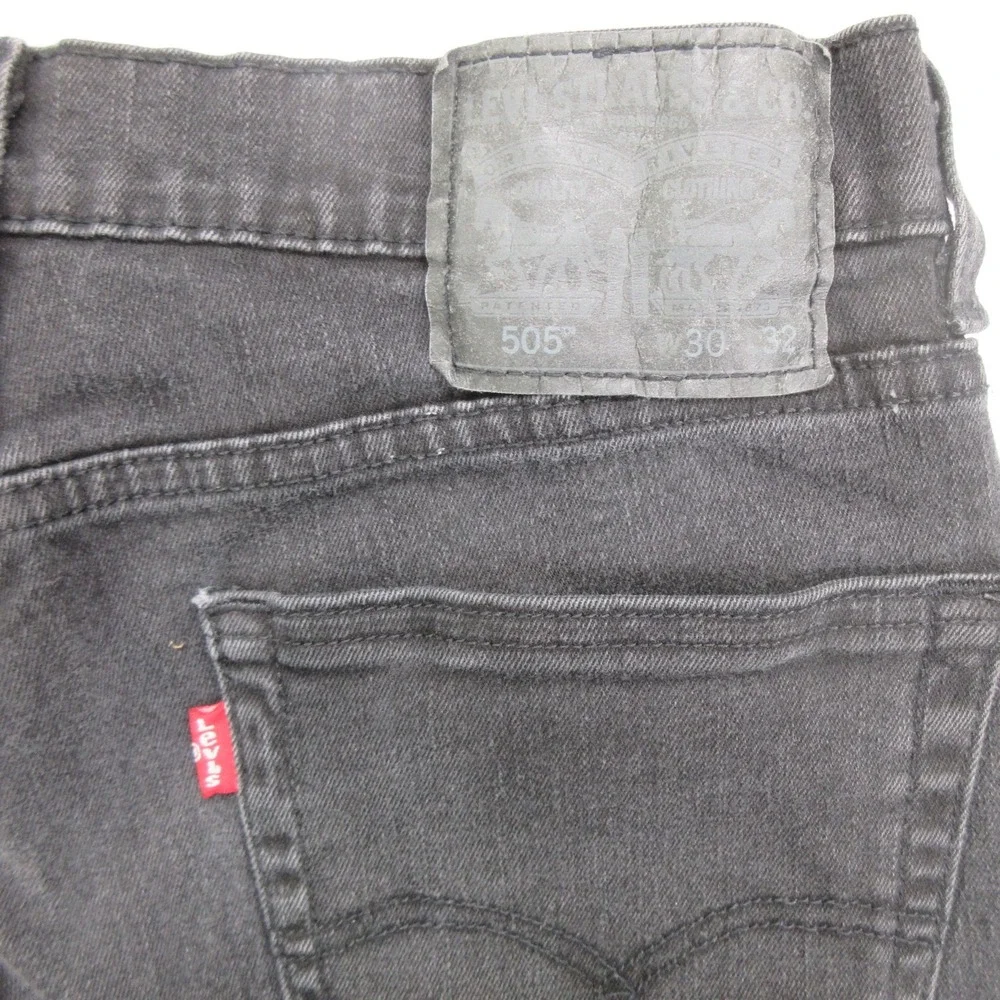 Levi's Men's Jeans 30x30 505 Regular Fit Straight Leg Black Stretch WaterLess
